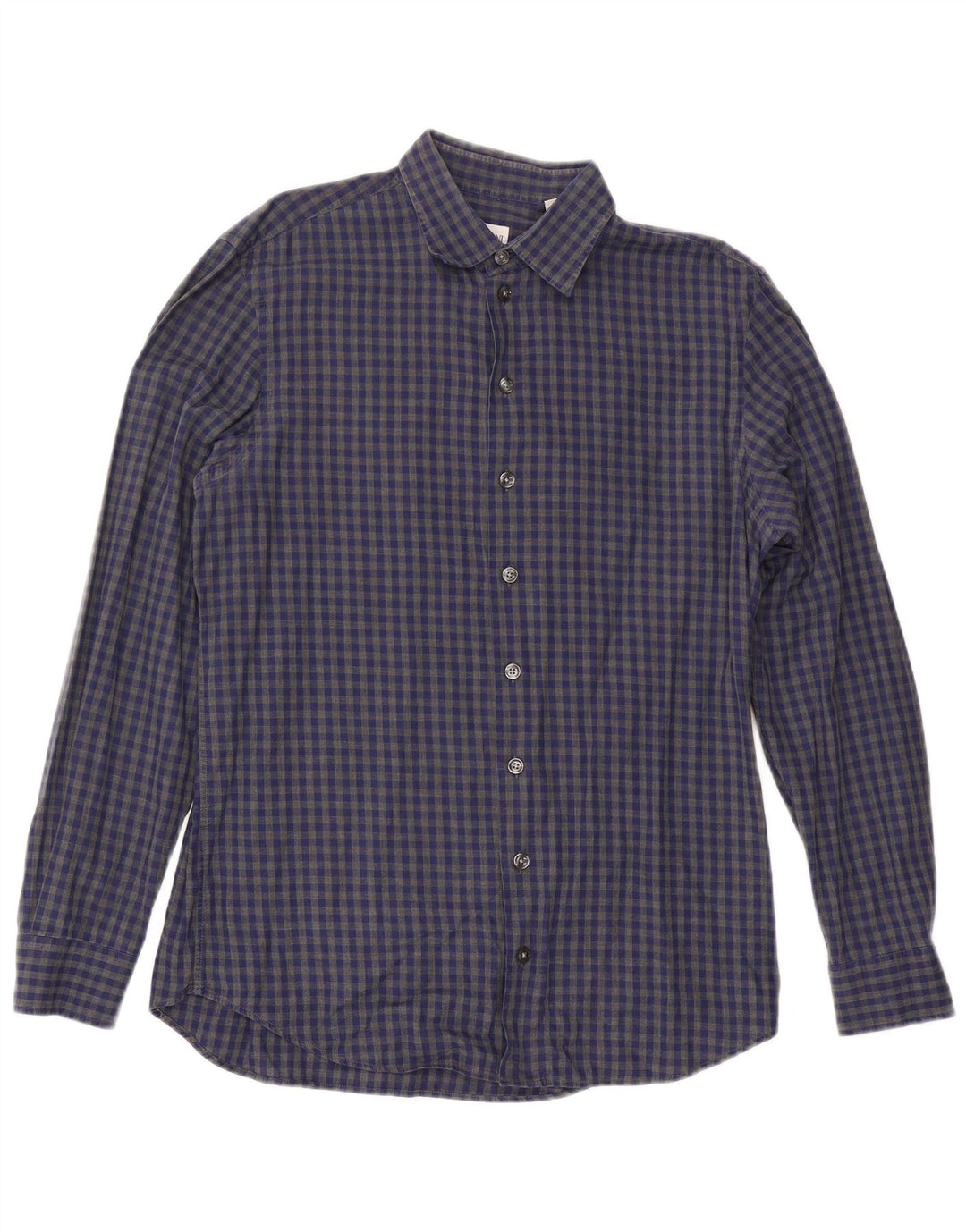 Camicia Armani Collezioni Uomo Cotone Vichy Blu Medio