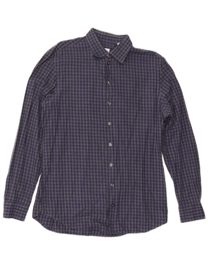 Camicia Armani Collezioni Uomo Cotone Vichy Blu Medio