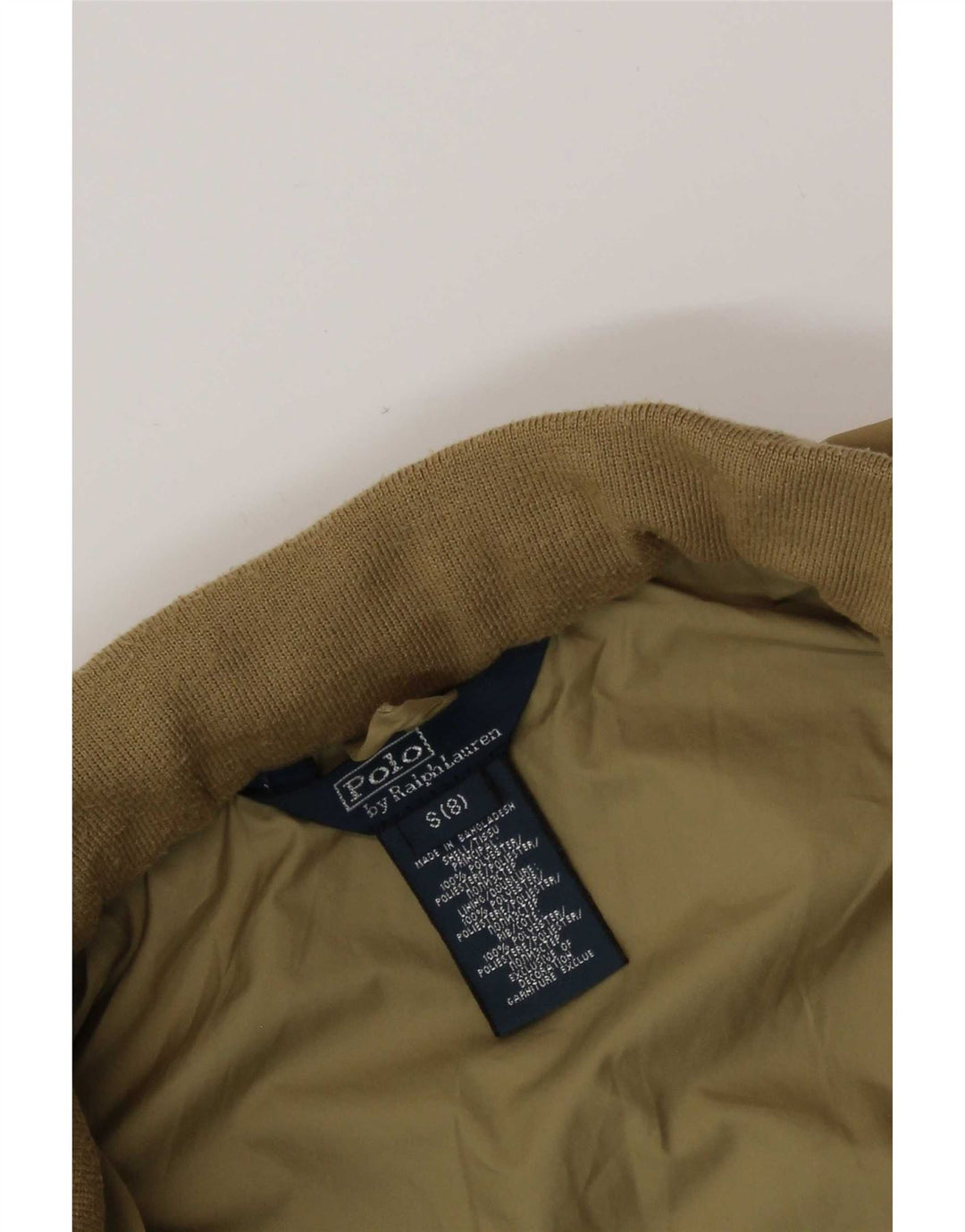 Giubbotto bomber con cappuccio da bambino Polo Ralph Lauren 7-8 anni piccolo in poliestere beige
