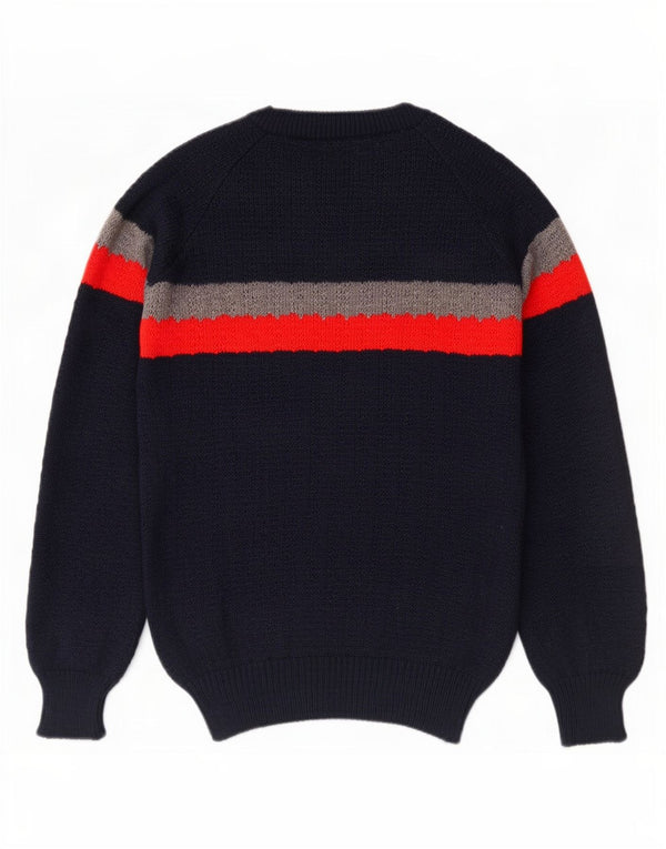 Maglione maglione girocollo da donna vintage EU 40 blocco colore blu navy medio