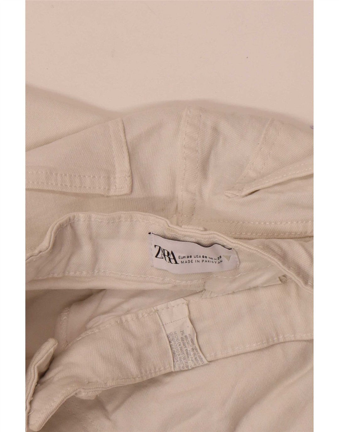 Jeans corti da donna Zara EU 38 piccoli W28 L26 cotone bianco
