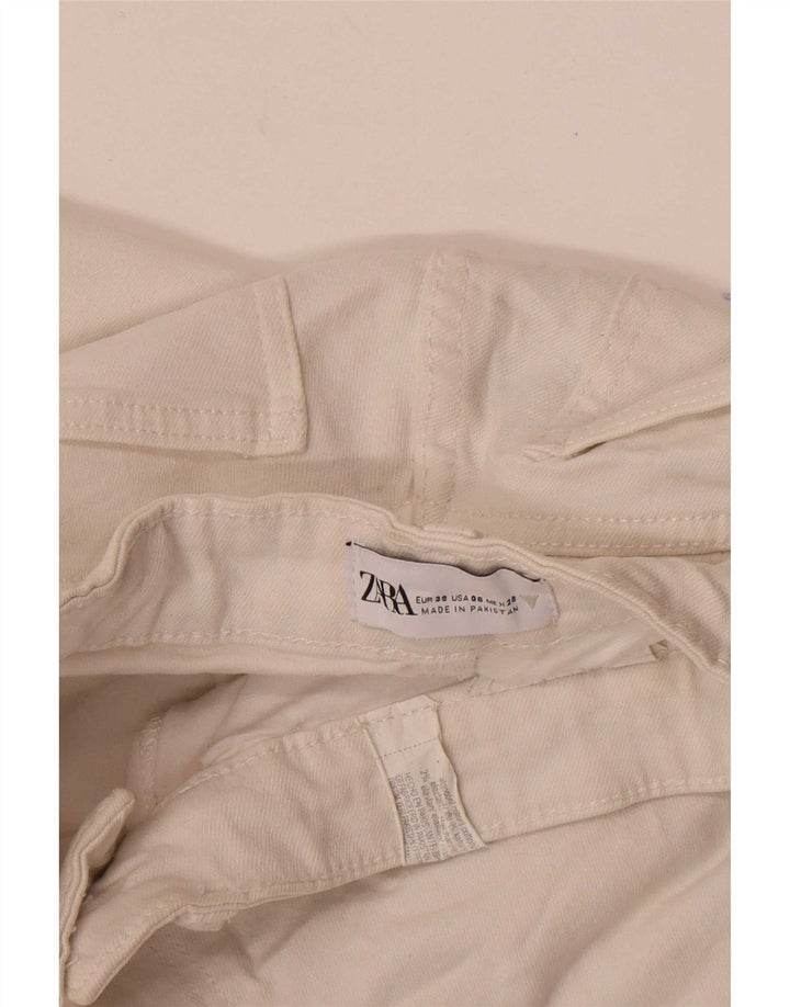 Jeans corti da donna Zara EU 38 piccoli W28 L26 cotone bianco