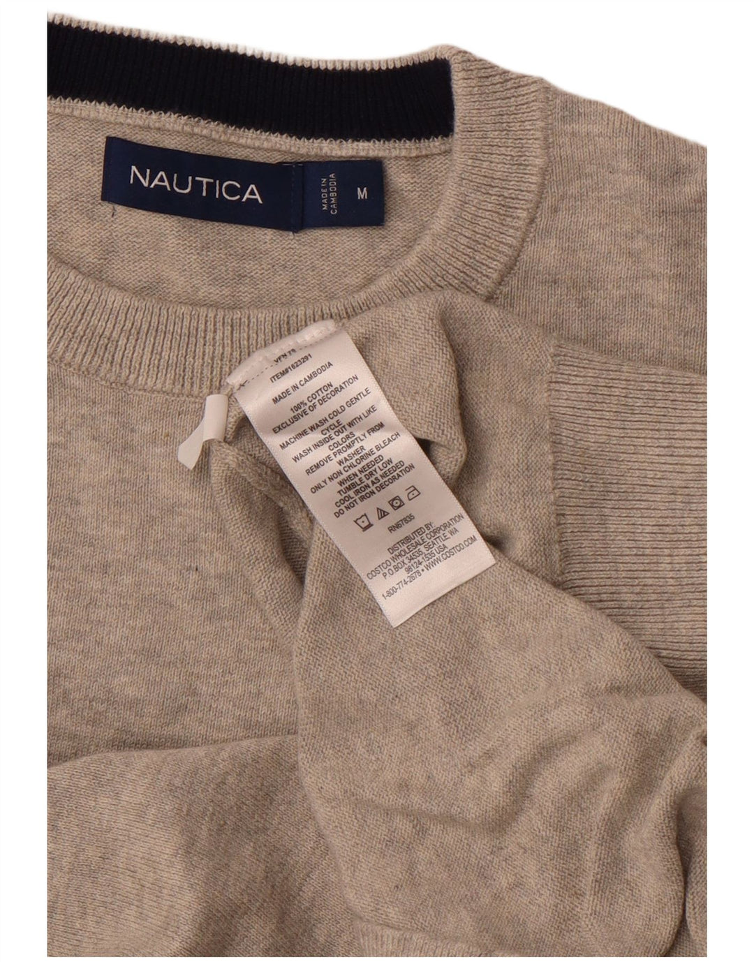 Maglione da uomo girocollo NAUTICA in cotone grigio medio