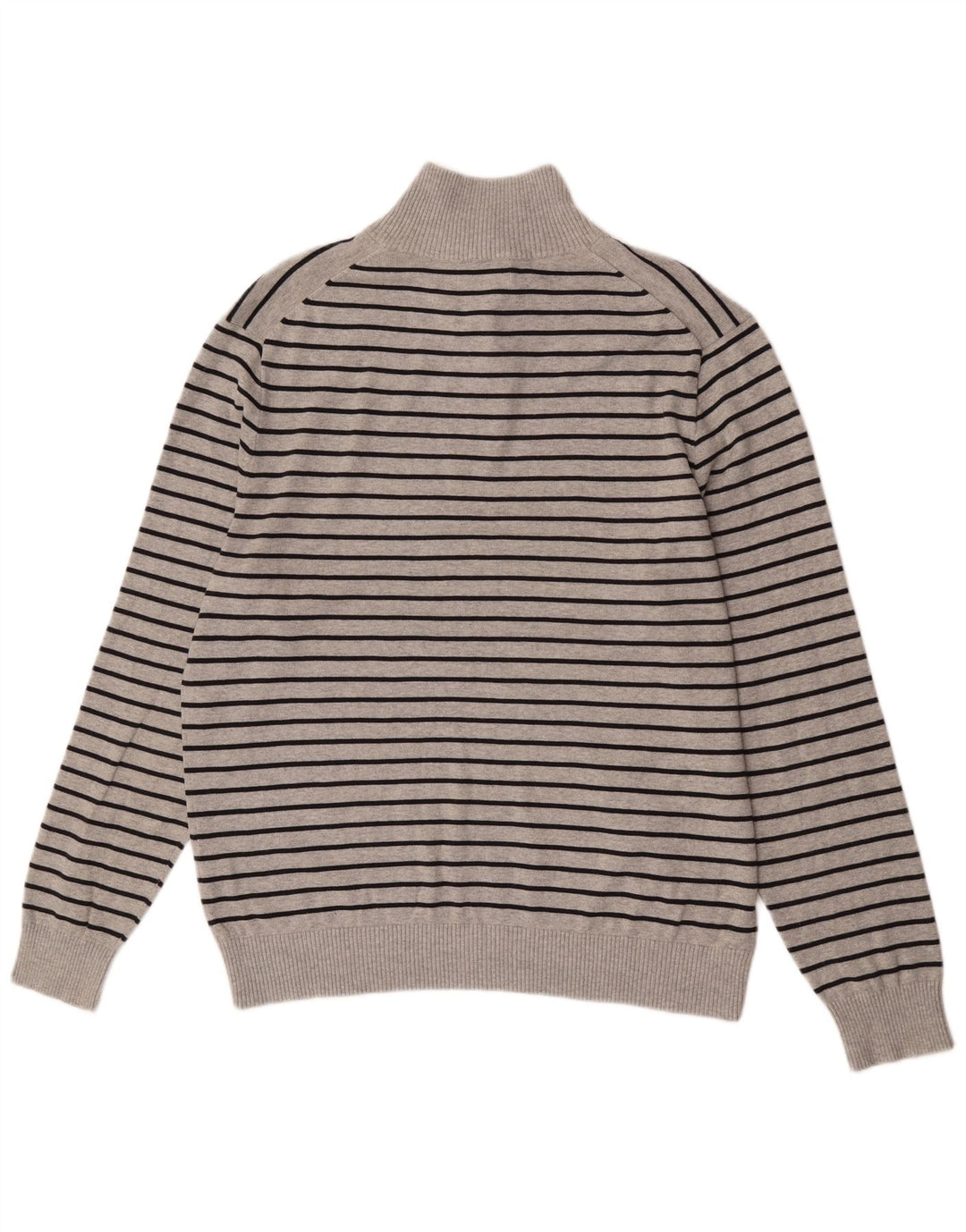 Maglione da uomo Nautica con collo a bottoni, cotone a righe grandi grigie