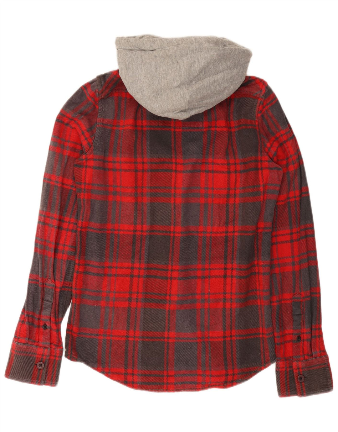 Camicia da uomo in flanella con cappuccio SUPERDRY, piccolo cotone scozzese rosso