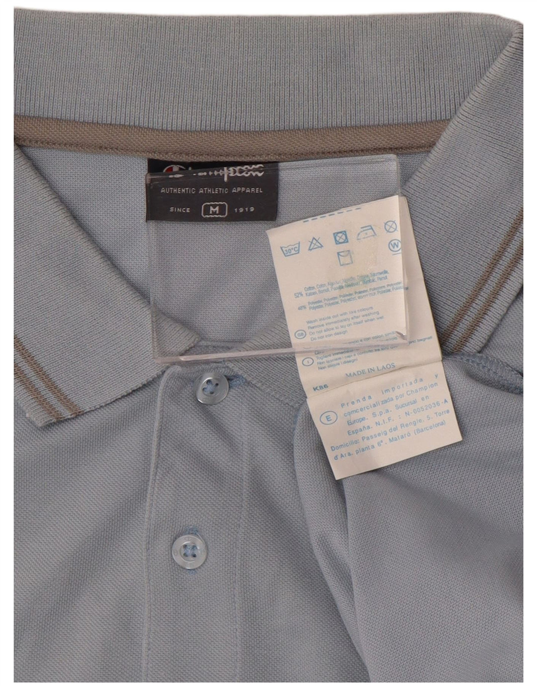 Polo da uomo Champion in cotone blu medio