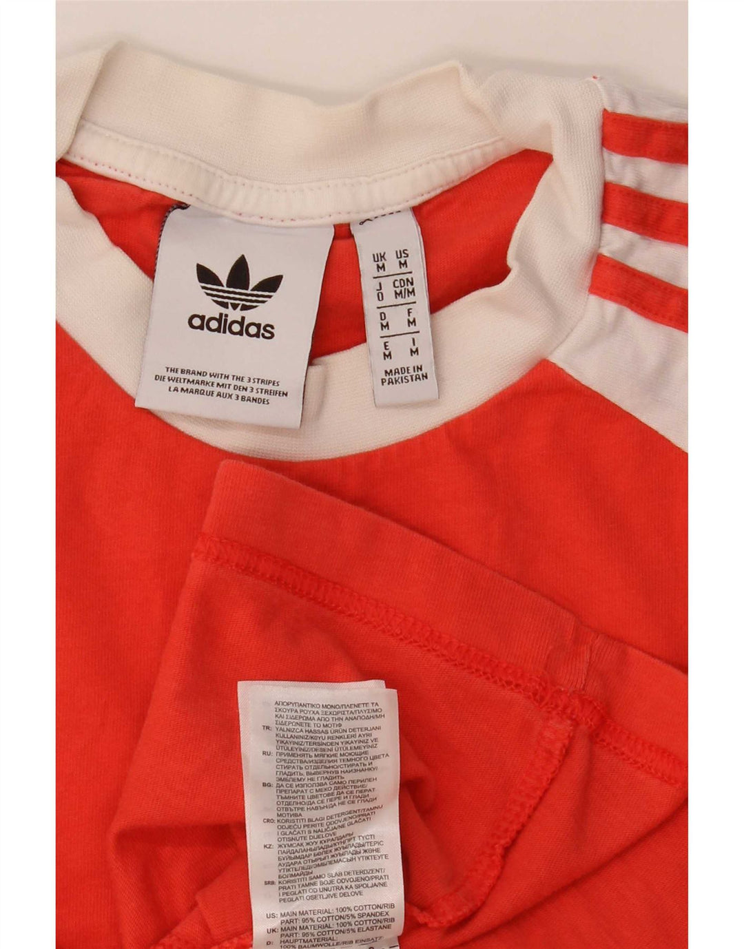 Top Adidas da uomo a maniche lunghe in cotone color block arancione medio