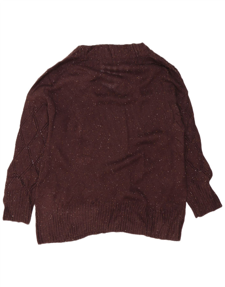 Maglione maglione oversize con scollo a V da donna LEE UK 20 2XL Lana screziata marrone
