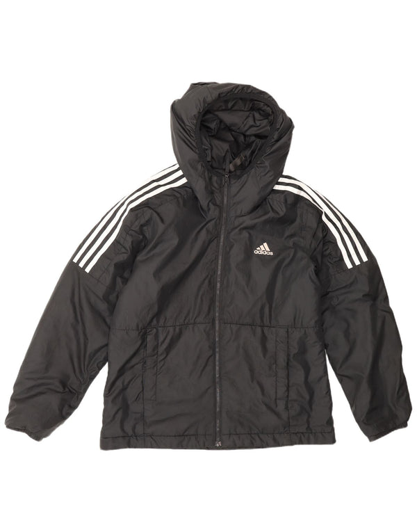 Giacca imbottita con cappuccio da donna Adidas UK 12/14 Medium Nero Poliestere