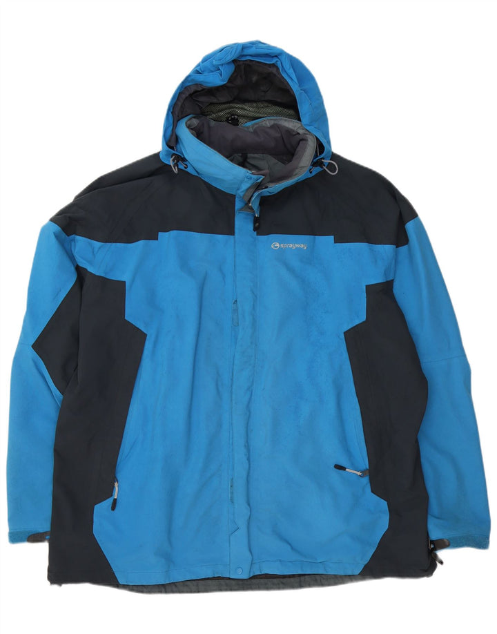 Giacca antipioggia da uomo con cappuccio Sprayway UK 44 2XL Poliammide color block blu