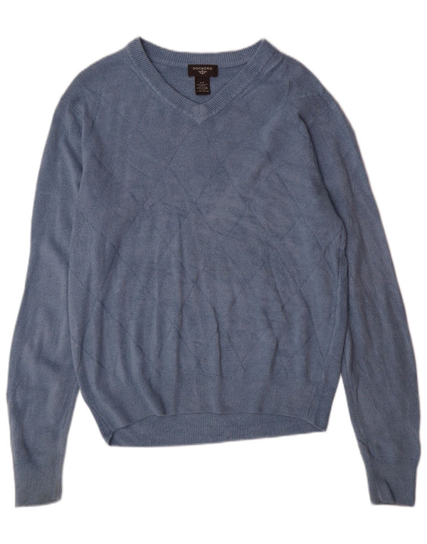 Maglione da uomo con scollo a V Dockers piccolo blu a rombi/acrilico diamante