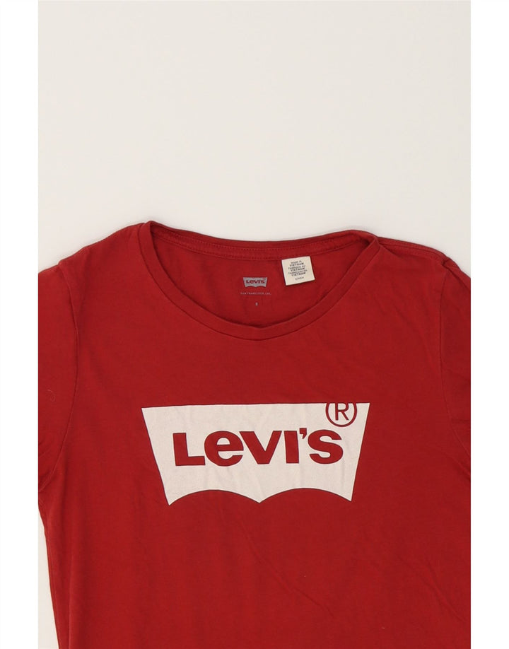 LEVI'S Womens Graphic T-Shirt Top UK 10 Small Red Cotton Vintage Levi's and Second-Hand Levi's from Messina Hembry 