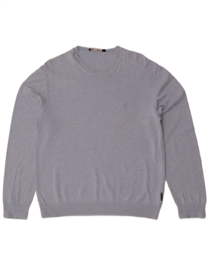 Maglione maglione girocollo da uomo French Connection grande cotone blu