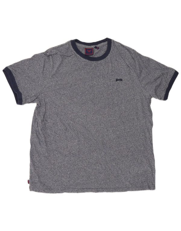 T-shirt da uomo Superdry Top 2XL cotone screziato blu navy