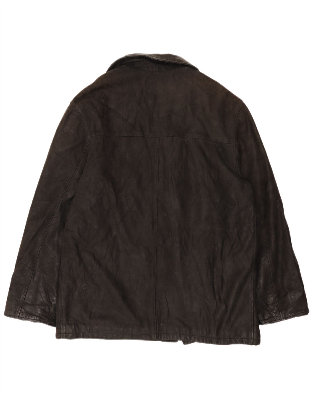 Desi Giacca in pelle doppiopetto da uomo UK 42 XL Pelle nera