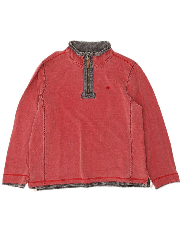 Felpa da uomo con collo con zip Fat Face, maglione XL, cotone rosso