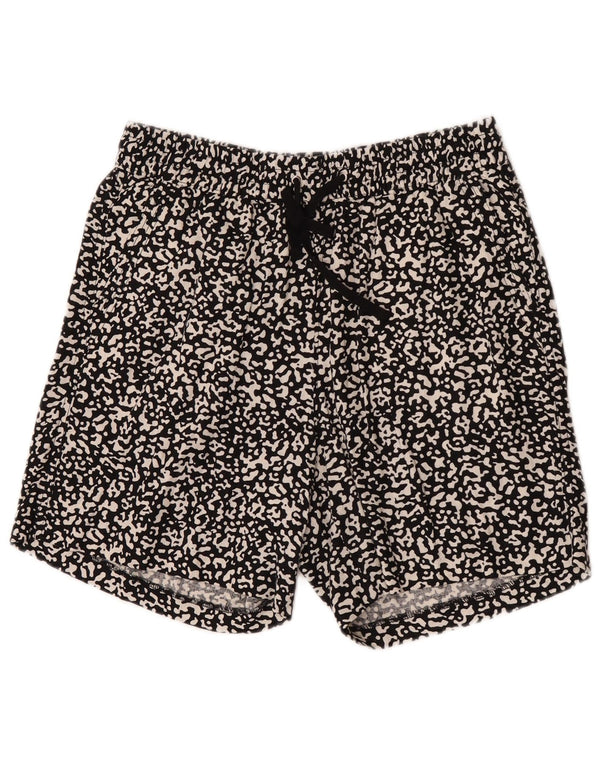 Pantaloncini casual da donna Marks & Spencer UK 12 medi W32 neri con stampa animalier