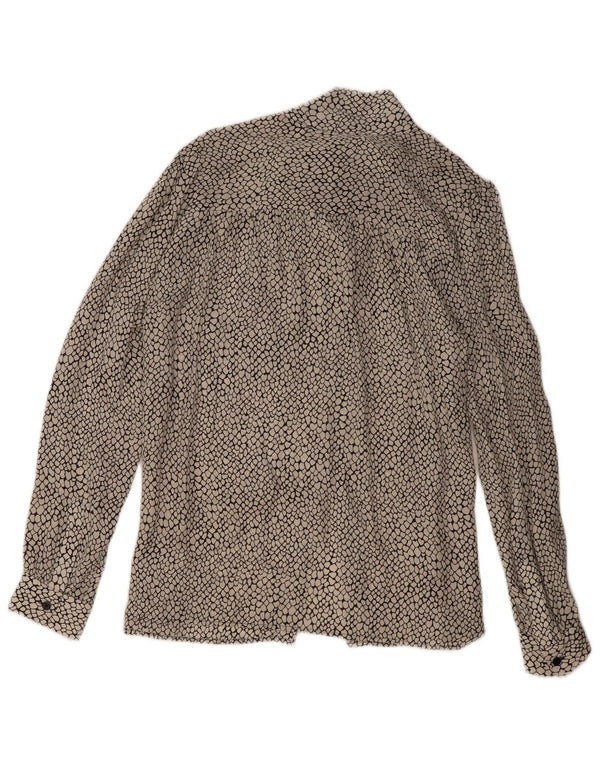 MICHAEL KORS Womens Front Tie Blouse Top UK 16 Large Black Animal Print