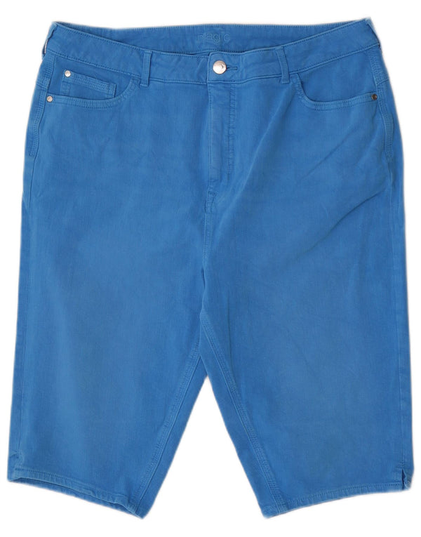 Pantaloncini di jeans a vita alta da donna Marks & Spencer UK 18 XL W34 cotone blu