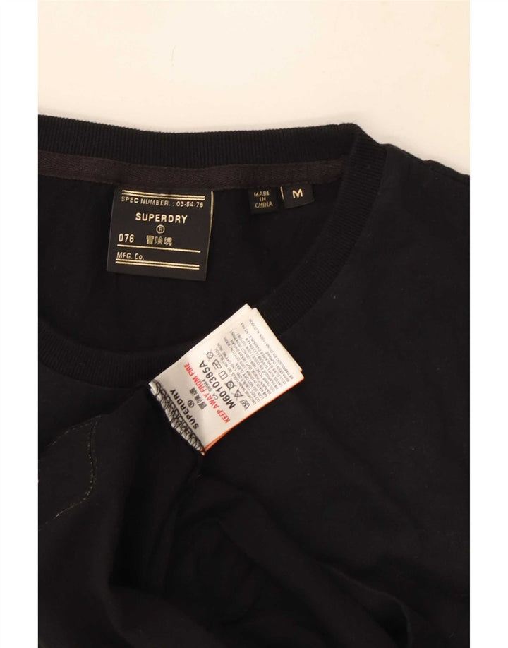 Top grafico da uomo Superdry a maniche lunghe in cotone nero medio
