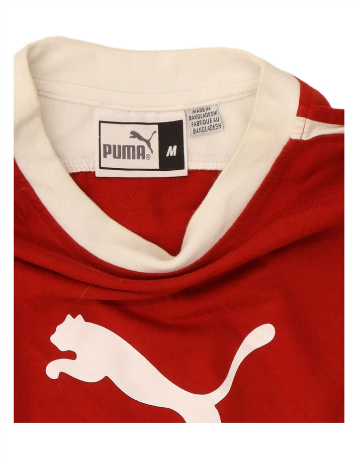 PUMA Top grafico da uomo a maniche lunghe rosso medio color block