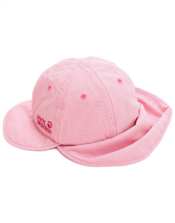 Cappello da cacciatore Jack Wolfskin per ragazze con drappeggio sul collo, 4-5 anni, piccolo pied de poule rosa