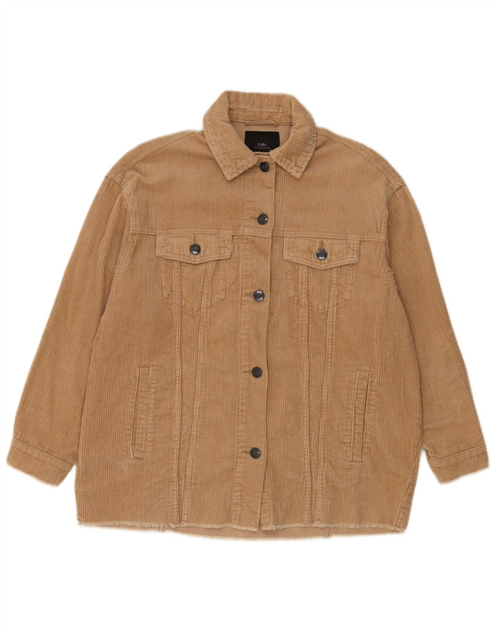 Giacca da donna oversize in velluto a coste Zara UK 10 piccola in cotone marrone