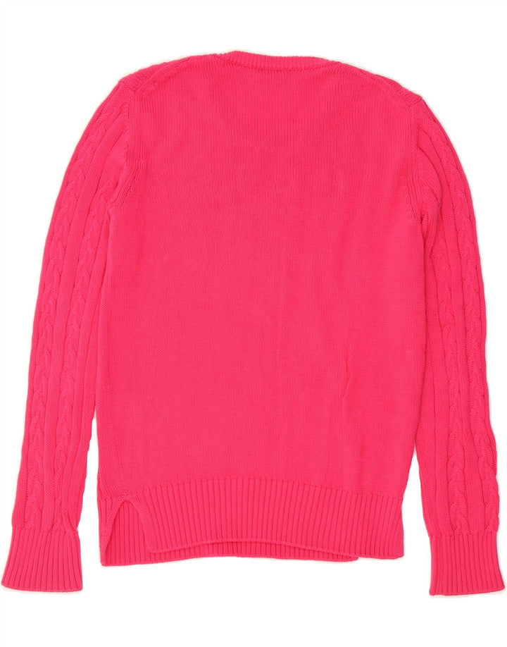 BENETTON Womens Crew Neck Jumper Sweater UK 14 Medium Pink Cotton Vintage Benetton and Second-Hand Benetton from Messina Hembry 