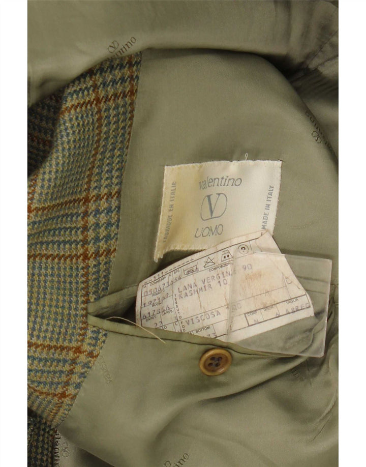 Valentino Giacca blazer da uomo a 2 bottoni IT 48 Lana a quadri verde medio