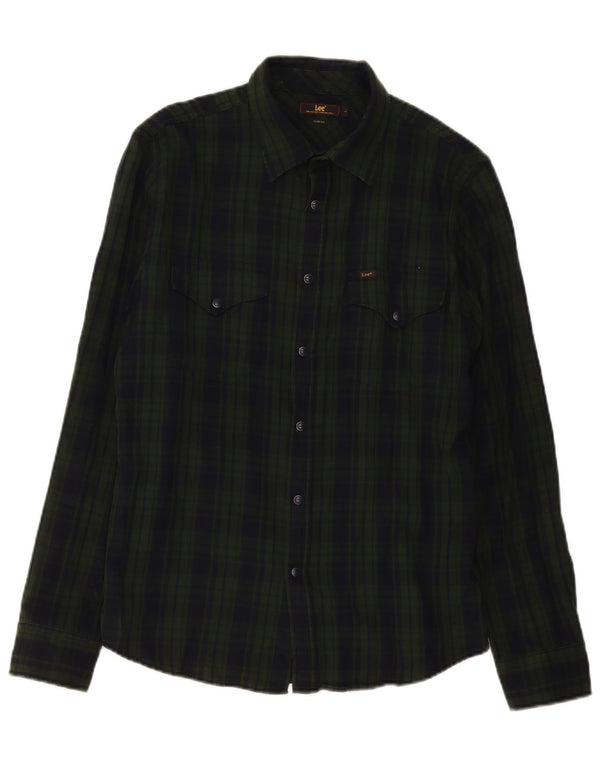 Camicia Lee da uomo slim fit in flanella, cotone a quadri verdi grandi