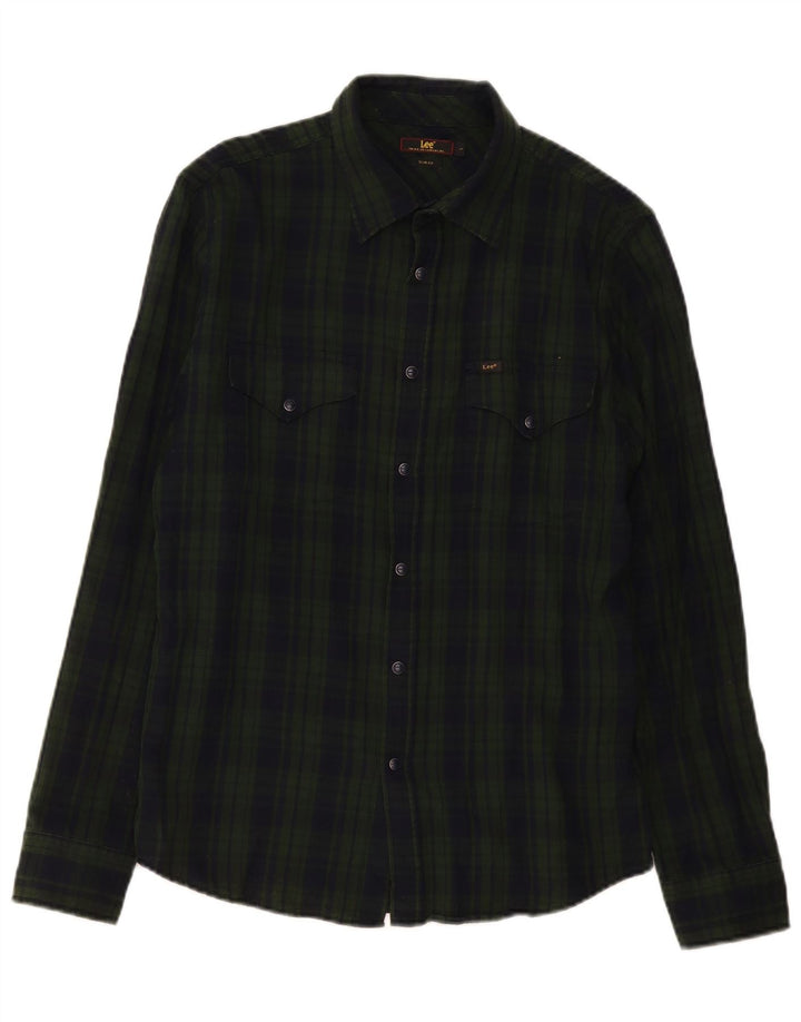 Camicia Lee da uomo slim fit in flanella, cotone a quadri verdi grandi