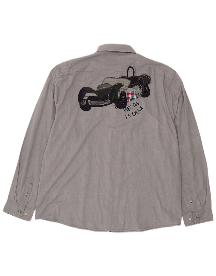 Camicia grafica da uomo Desigual 3XL poliestere grigio