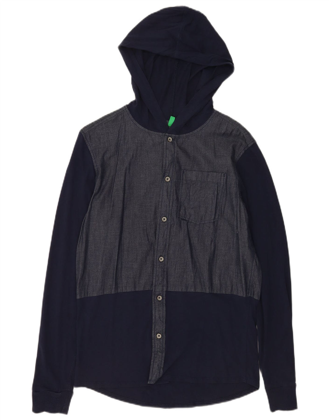 Camicia con cappuccio da uomo Benetton Small Blu Navy Colourblock