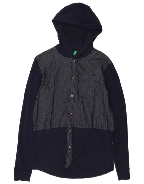Camicia con cappuccio da uomo Benetton Small Blu Navy Colourblock