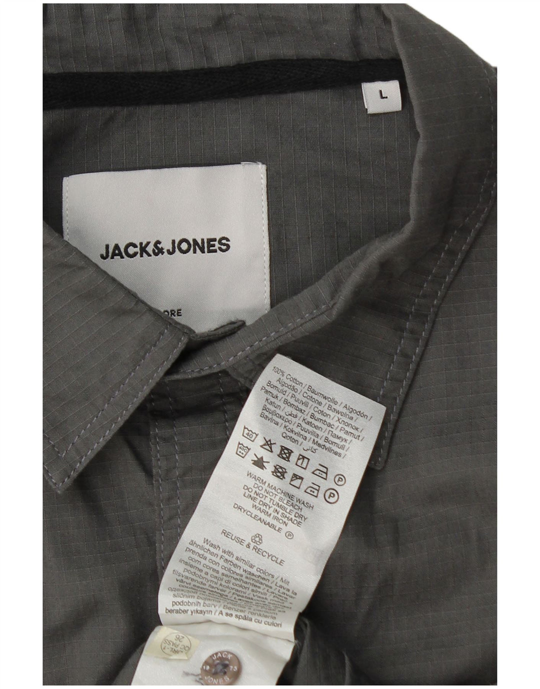 Camicia a maniche corte da uomo Jack & Jones grande in cotone grigio