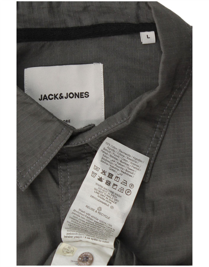 Camicia a maniche corte da uomo Jack & Jones grande in cotone grigio