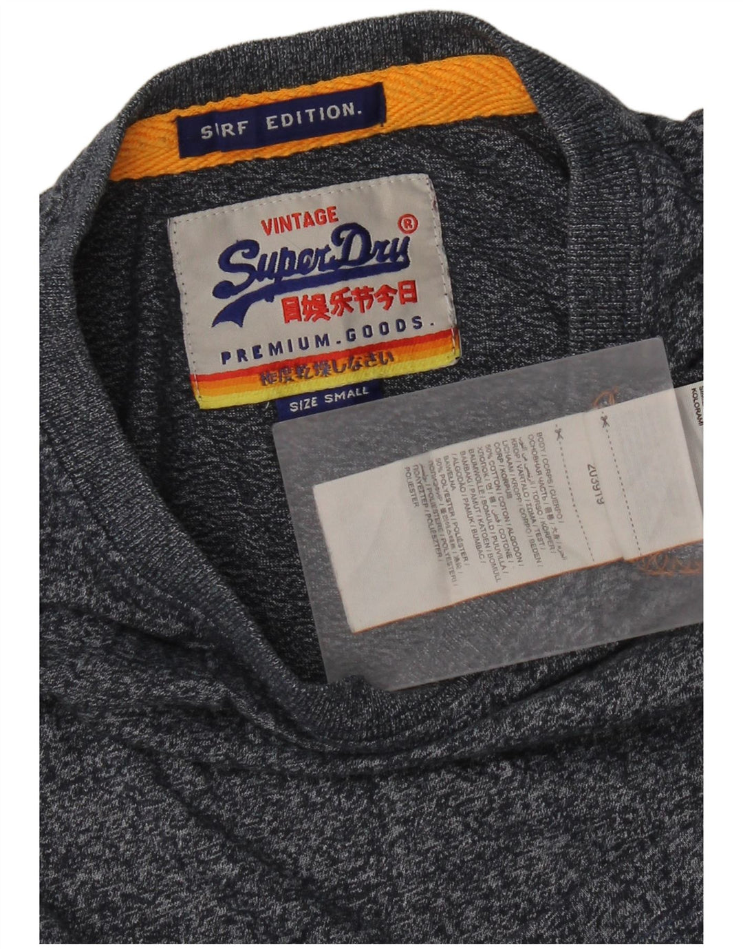 T-shirt da uomo Superdry Top Small in cotone screziato blu navy