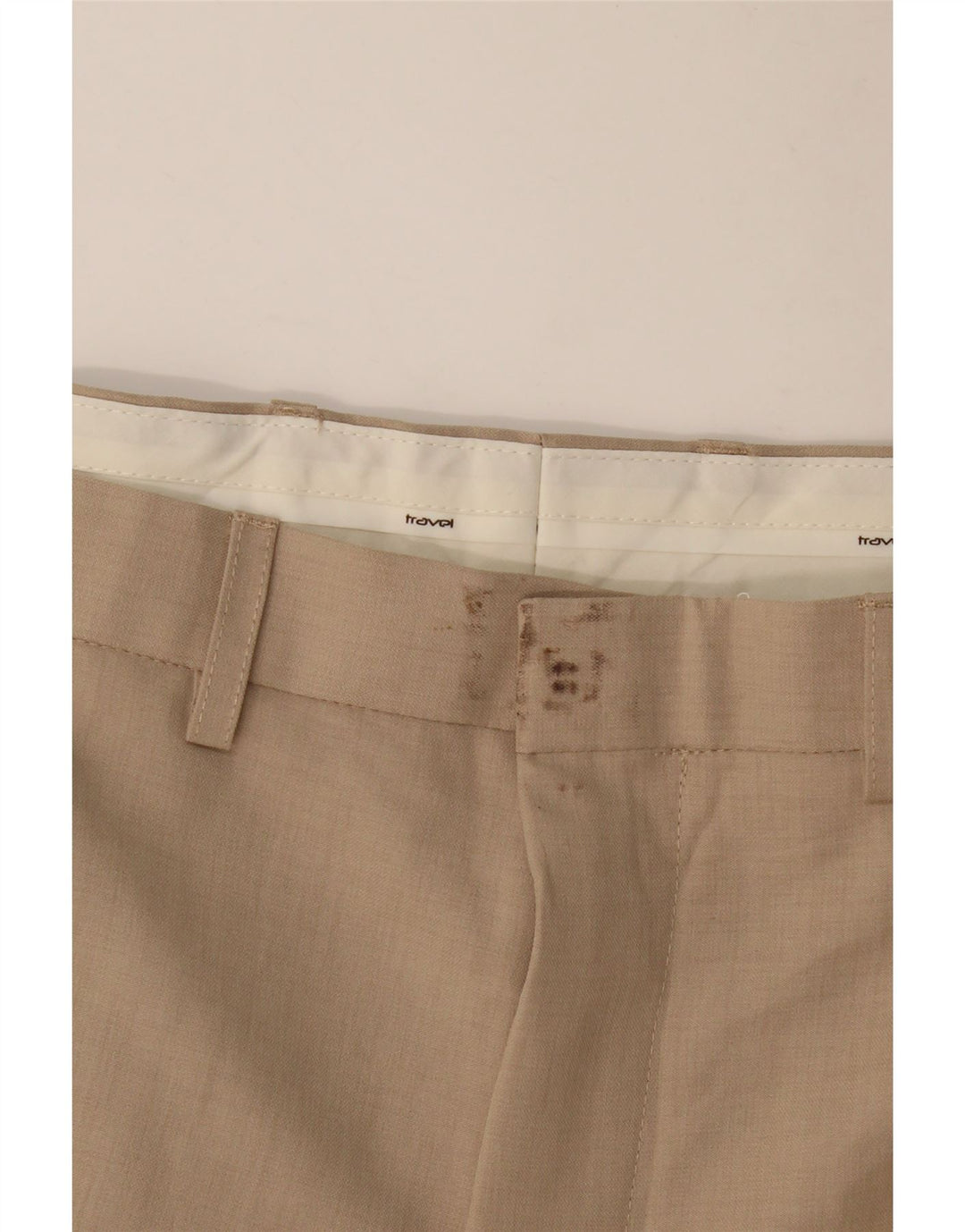 MARKS & SPENCER Pantaloni chino dritti da uomo W42 L31 Poliestere beige
