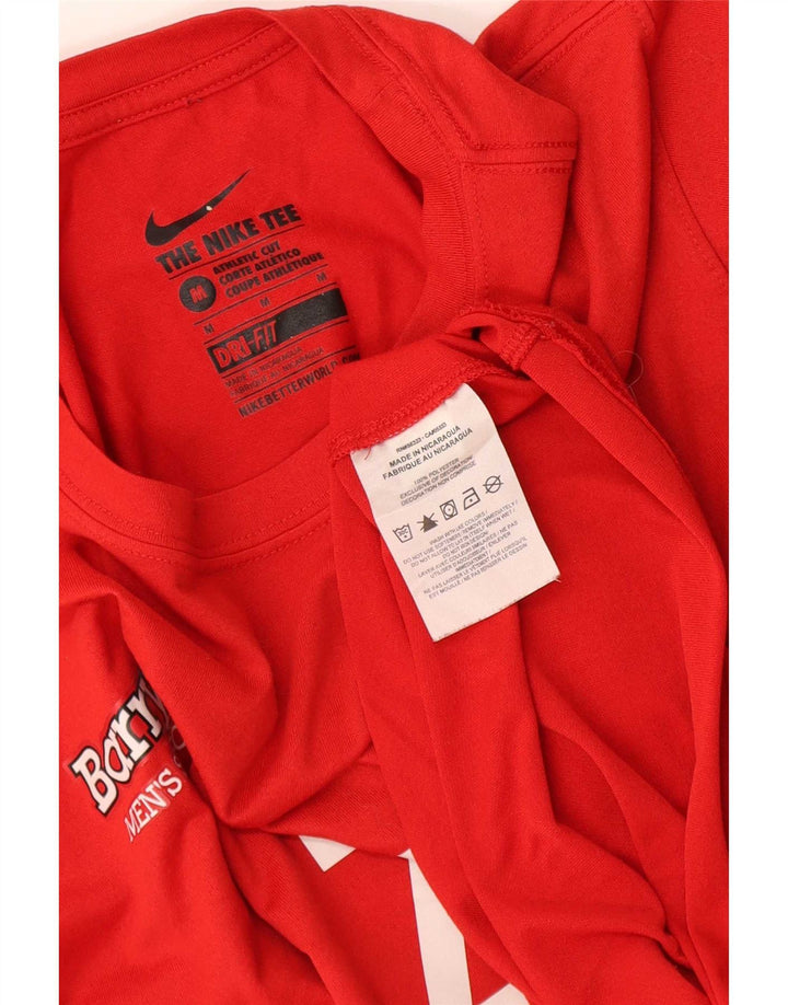 T-shirt grafica Nike Dri Fit da uomo, top in poliestere rosso medio