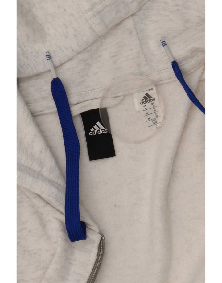 Maglione con cappuccio e zip grafica da uomo Adidas medio sporco bianco screziato