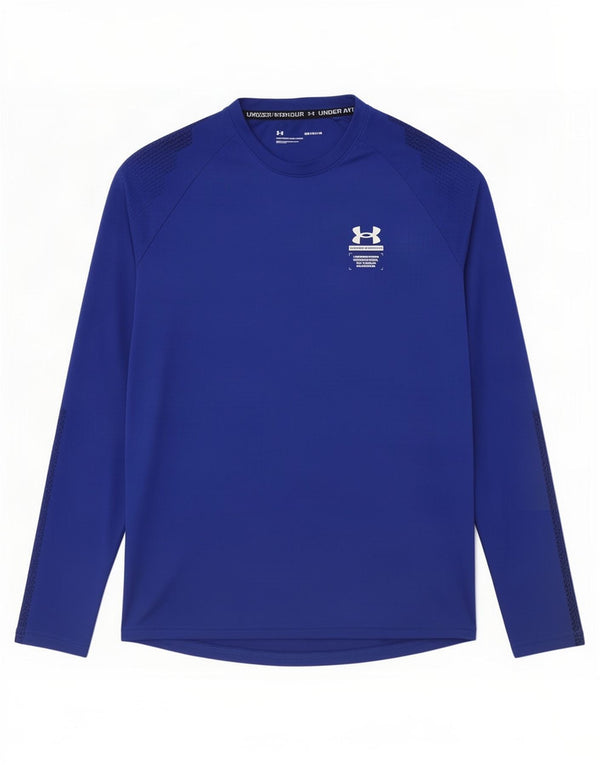 Maglia da uomo Under Armour a maniche lunghe in poliestere maculato blu medio