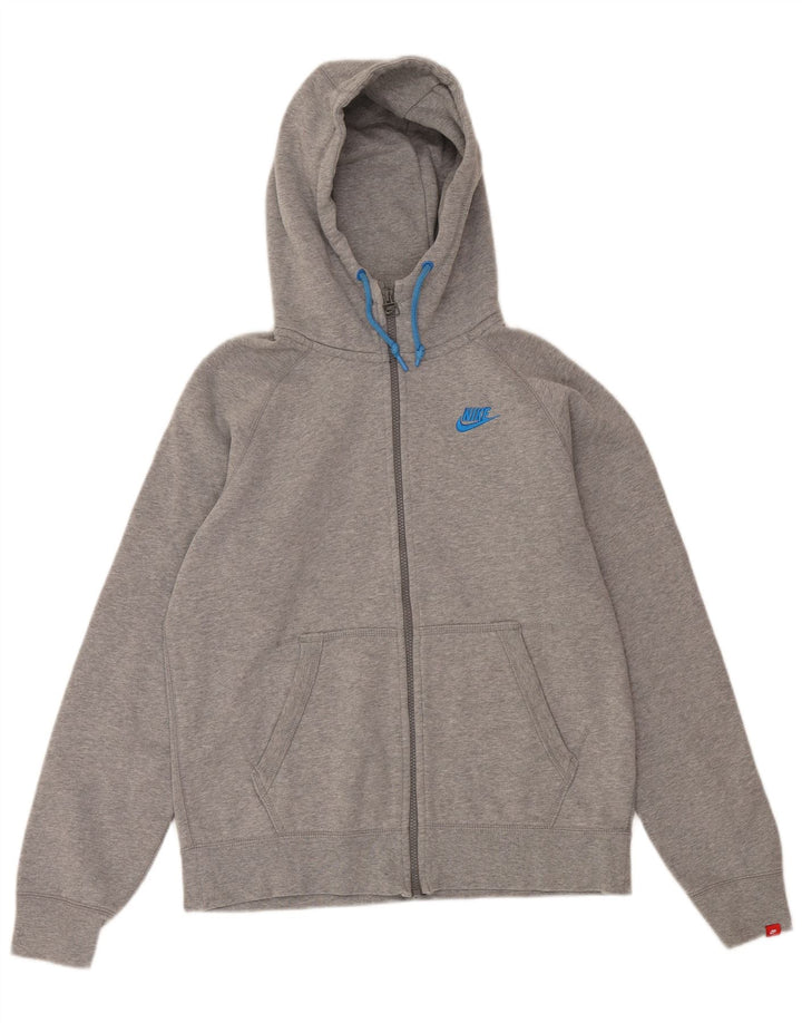 Felpa con cappuccio e zip Nike da uomo in cotone grigio medio sportivo