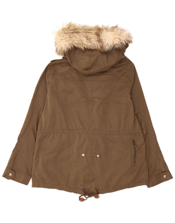 Giacca a vento con cappuccio da donna Zara UK 16 grande cachi