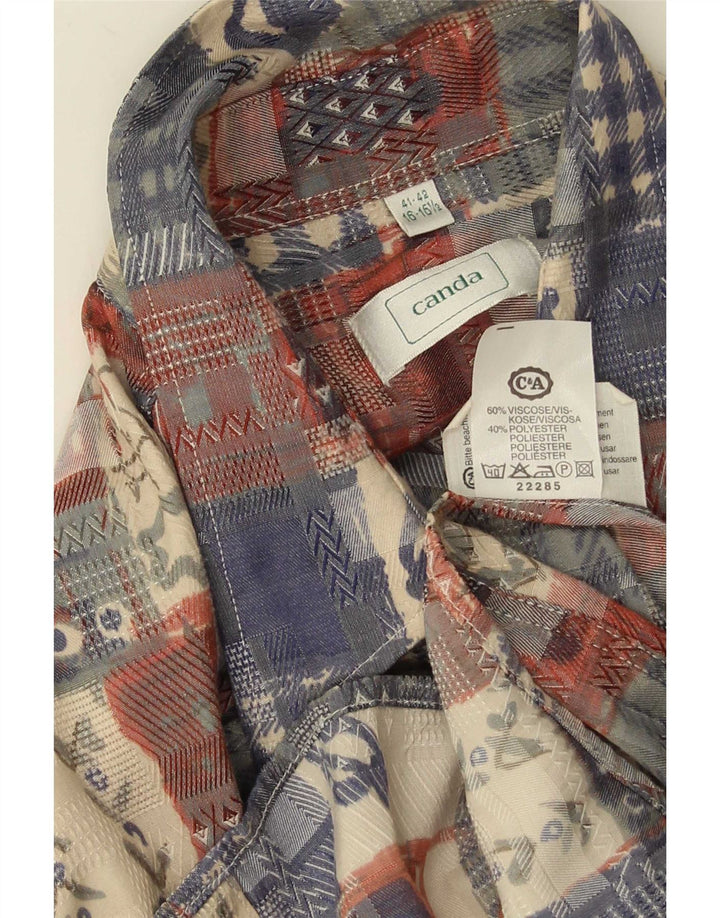 Camicia da uomo Canda taglia 41/42 16 1/2 grande viscosa patchwork multicolore