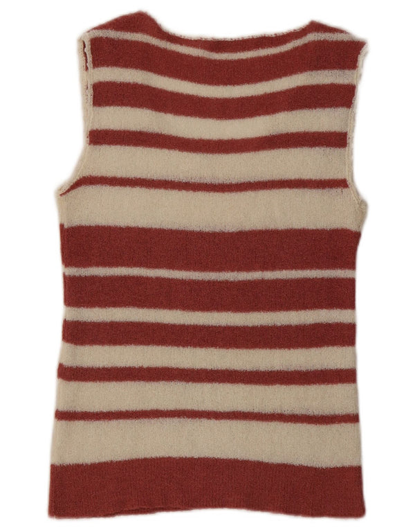 Canottiera vintage da donna UK 0 2XS Maroon Striped