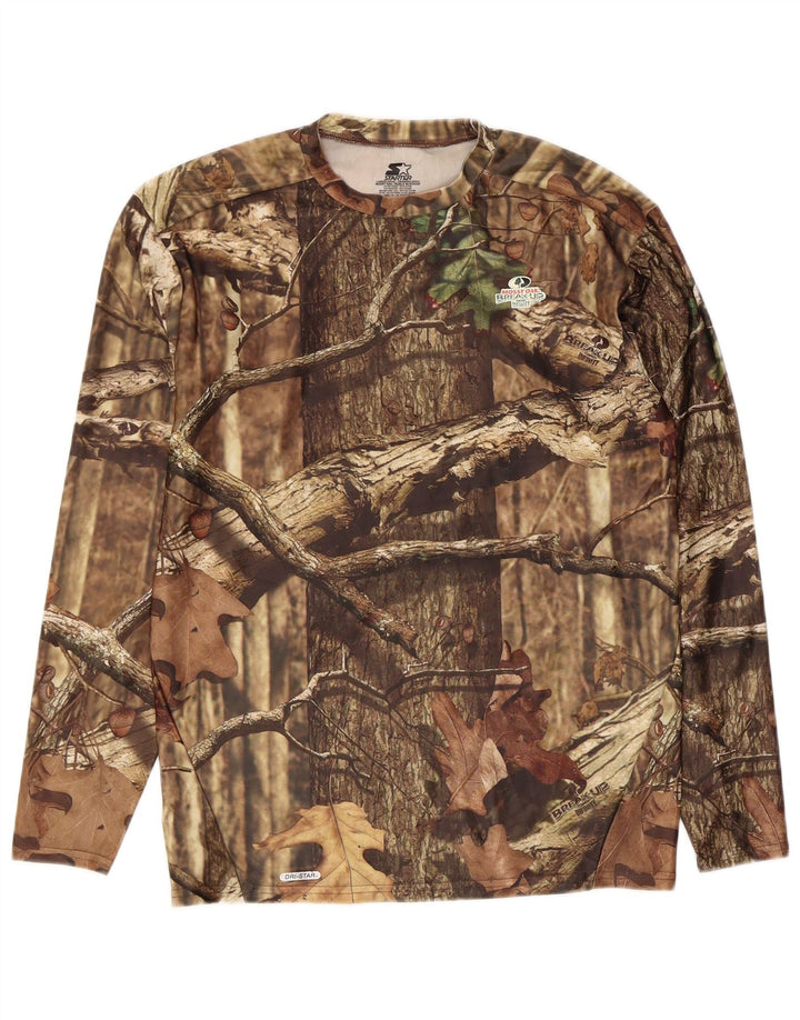 Starter Top da uomo con grafica Mossy Oak a maniche lunghe UK 42/44 Large Marrone