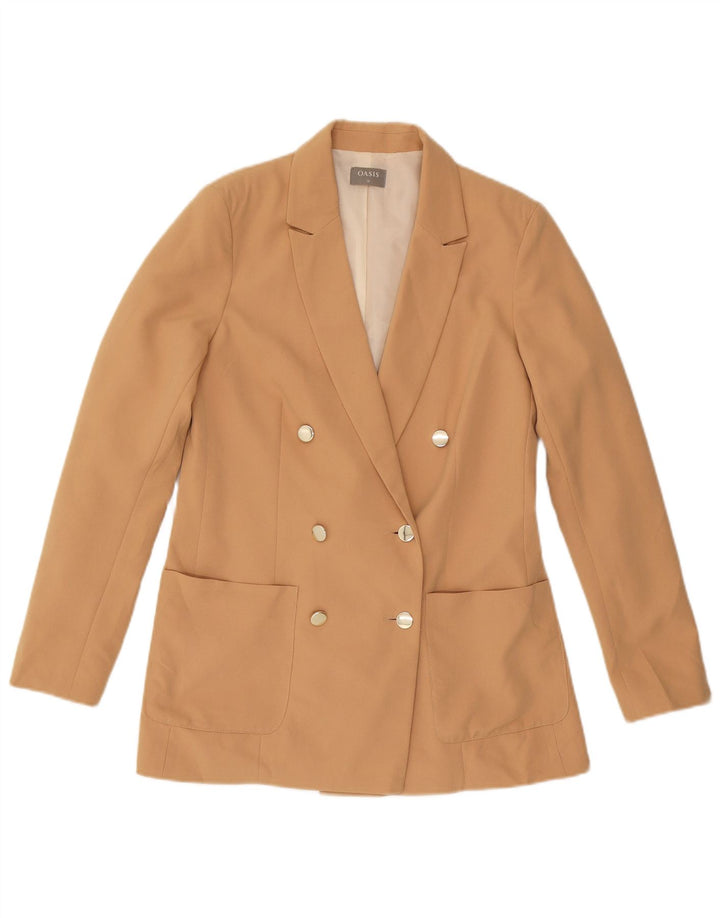 Giacca blazer doppiopetto da donna Oasis UK 10 piccola poliestere beige