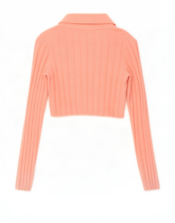 Top cardigan corto con allacciatura frontale da donna Zara UK 10 piccolo nylon rosa