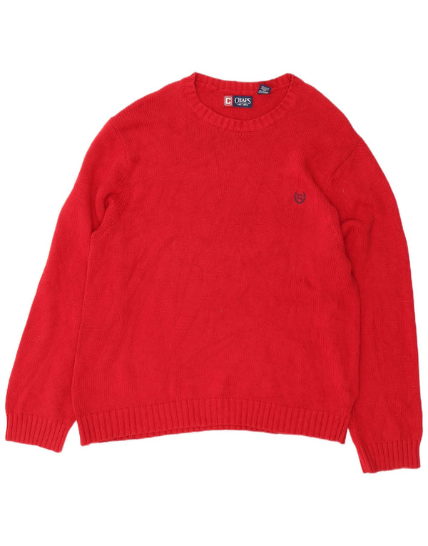 Chaps Mens Boat Neck Jumper Sweater XL Red Cotton