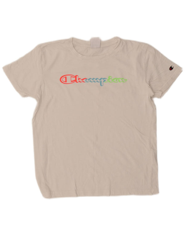 T-shirt grafica da donna CHAMPION Top UK 14 cotone bianco medio